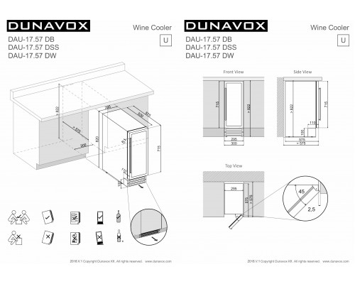 Винный шкаф Dunavox DAU-17.57DW