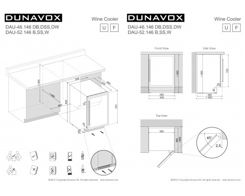 Винный шкаф Dunavox DAU-46.146DW