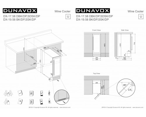 Винный шкаф Dunavox DX-17.58DBK/DP