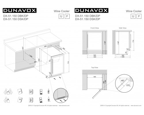 Винный шкаф Dunavox DX-51.150DBK/DP