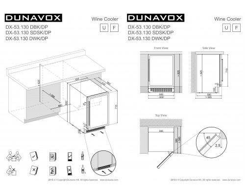 Винный шкаф Dunavox DX-53.130DBK/DP