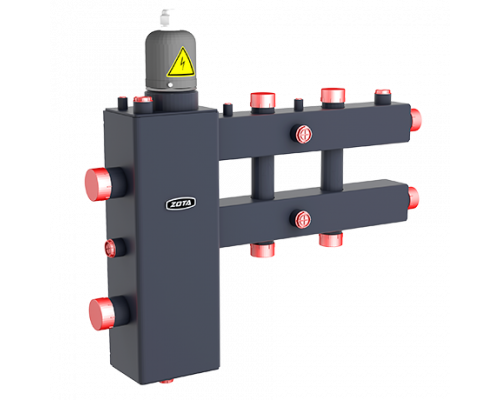 Гидроразделитель Zota с коллектором горизонтальный, 3 контура, до 70 кВт c заглушкой под ТЭНБ