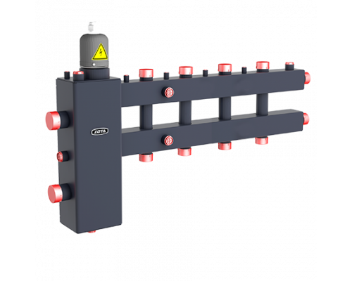 Гидроразделитель Zota с коллектором,  горизонтальный до 70 кВт, 5 контуров c заглушкой, под ТЭНб