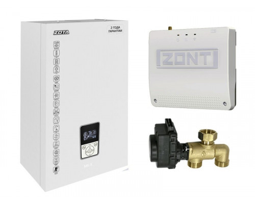 Миникотельная-SET ZOTA MK-X 9 кВт (котел + клапан ГВС ZOTA BPV + ZONT SMART 2.0 + OpenTherm DIN)