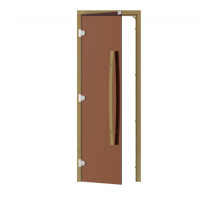 SAWO Дверь 8/19, бронза, левая, без порога, кедр, изогнутая ручка, 742-3SGD-L