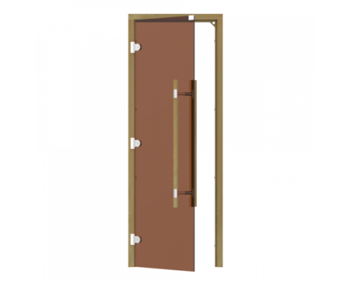 SAWO Дверь 7/19, бронза, левая, без порога, кедр, прямая ручка с металлической вставкой, 741-3SGD-L