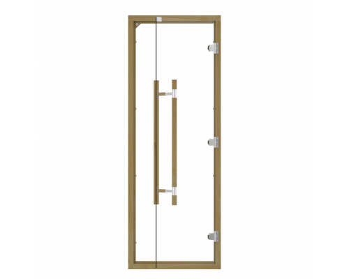 SAWO Дверь 7/19, прозрачная, кедр, прямая ручка с металлической вставкой, 741-4SCD-3