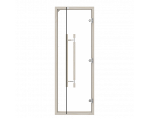 SAWO Дверь 7/19, прозрачная, осина, прямая ручка с металлической вставкой, 741-4SCA-3