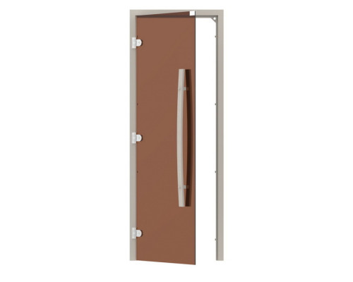 SAWO Дверь 7/19, прозрачная, левая, без порога, кедр, изогнутая ручка, 741-3SCD-L-1
