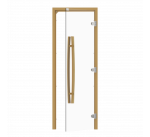 SAWO Дверь 7/19, прозрачная, левая, без порога, осина, изогнутая ручка, 741-3SCA-L-1