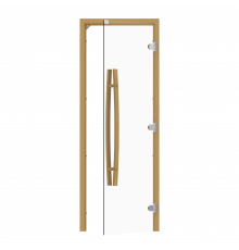 SAWO Дверь 7/19, прозрачная, левая, без порога, осина, изогнутая ручка, 741-3SCA-L-1