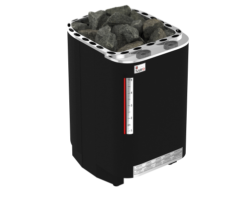 SAWO Электрическая печь Savonia напольная со встр. парогенератором, 12,0 кВт, нерж. сталь, фибропокрытие, черная, арти, выносной пульт (пульт и блок 